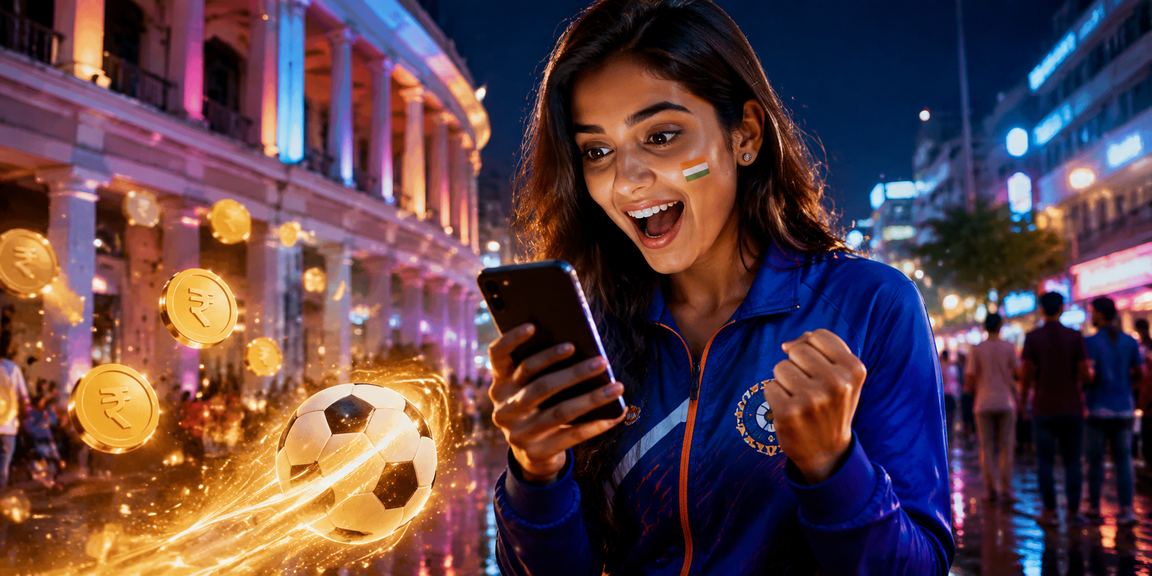 Delhi Connaught Place brightly lit cricket betting location at night