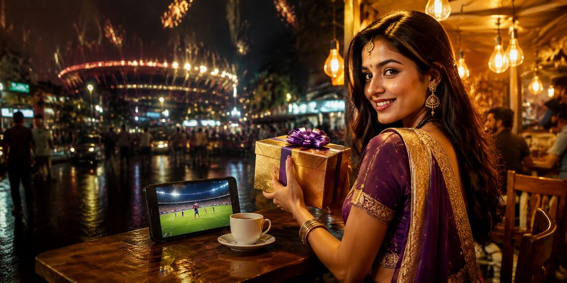 Mobile user playing casino at night Mumbai market